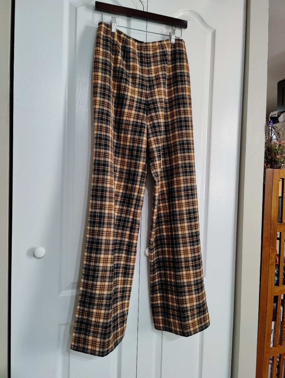 Vintage Pendleton Wool Plaid Wide Leg Pants High Waisted Amber Gold Medium USA - Picture 7 of 16